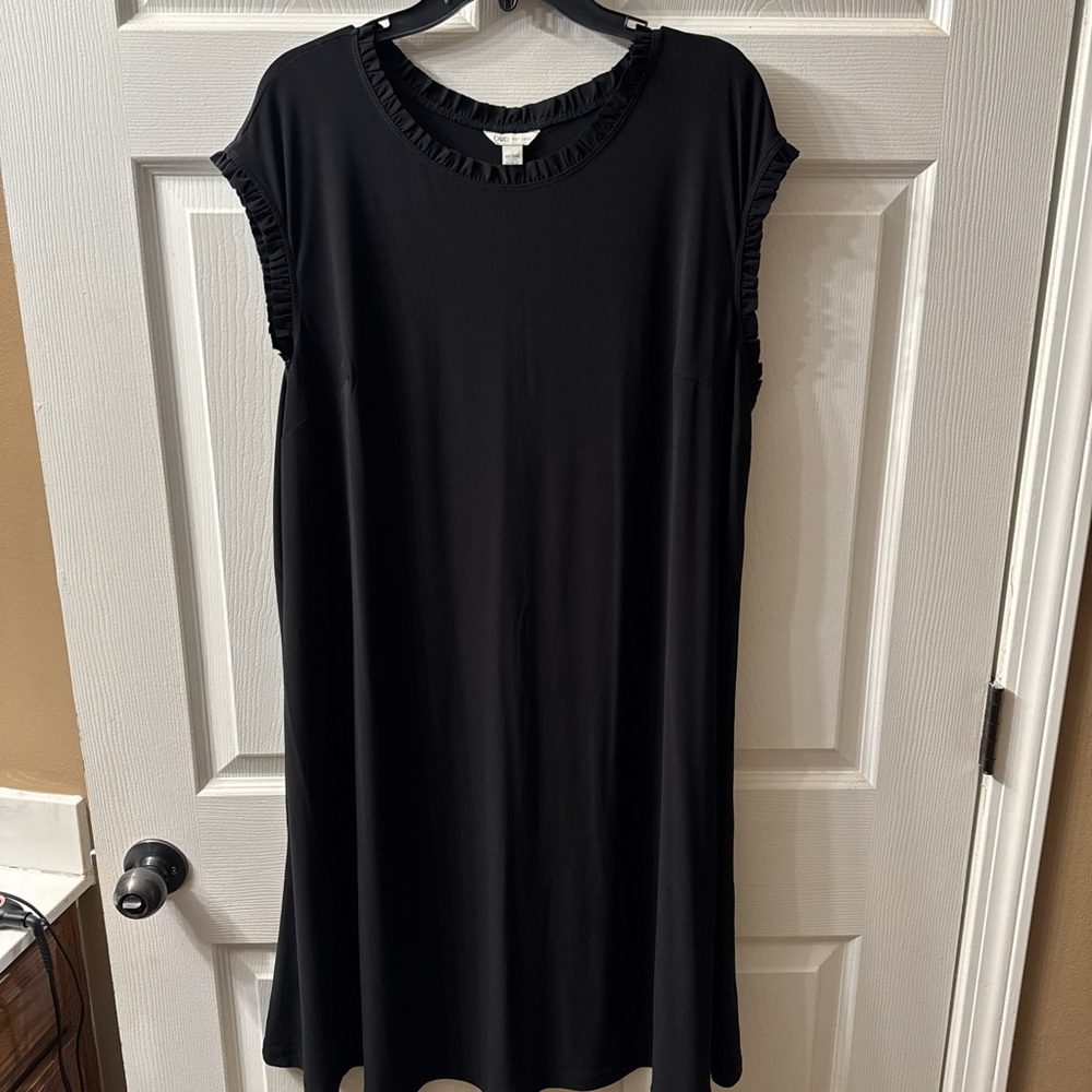 Cato Elegant Black Ruffle Sleeve Dress